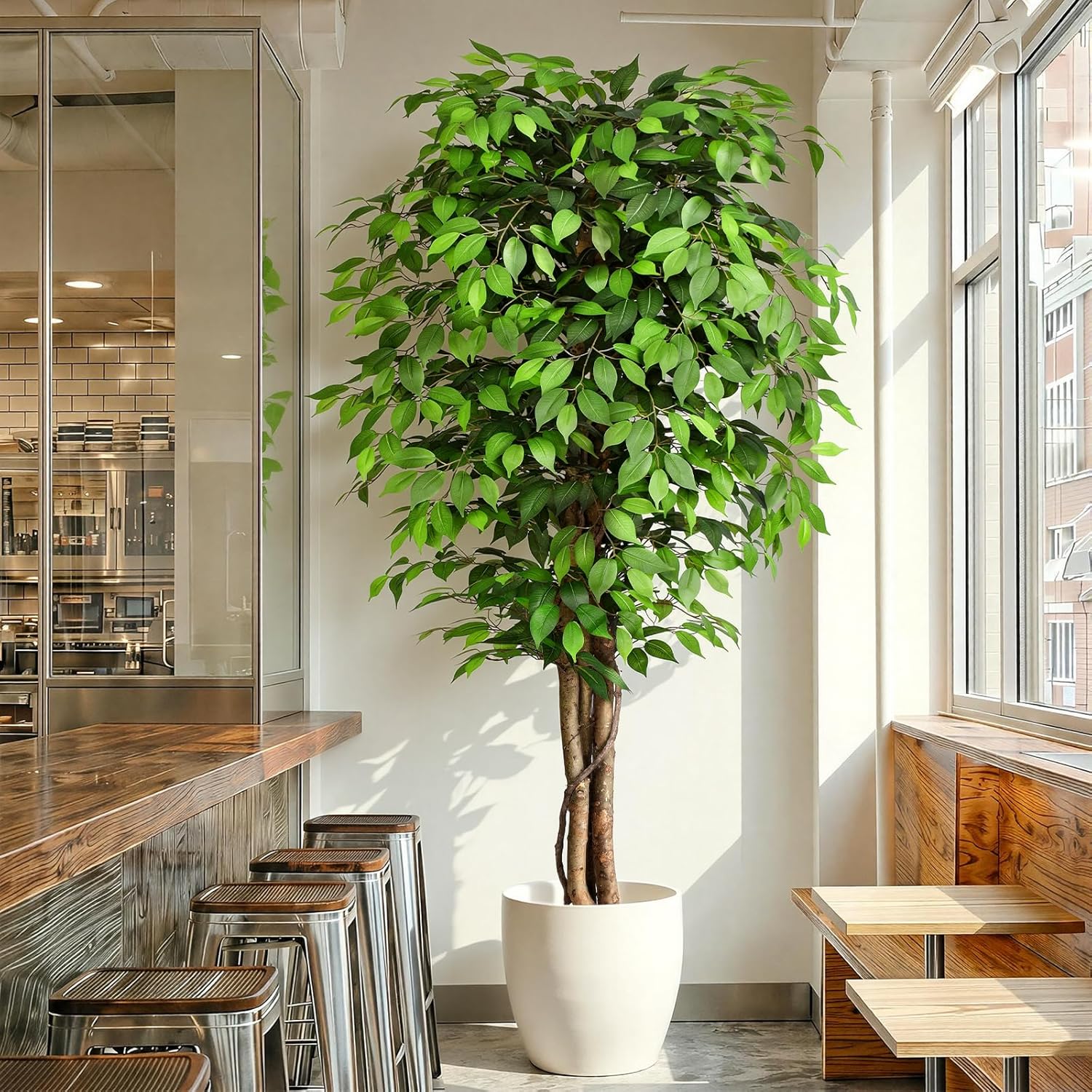 Fiddle Leaf Fig - Lifelike Artificial Ficus Tree with Natural